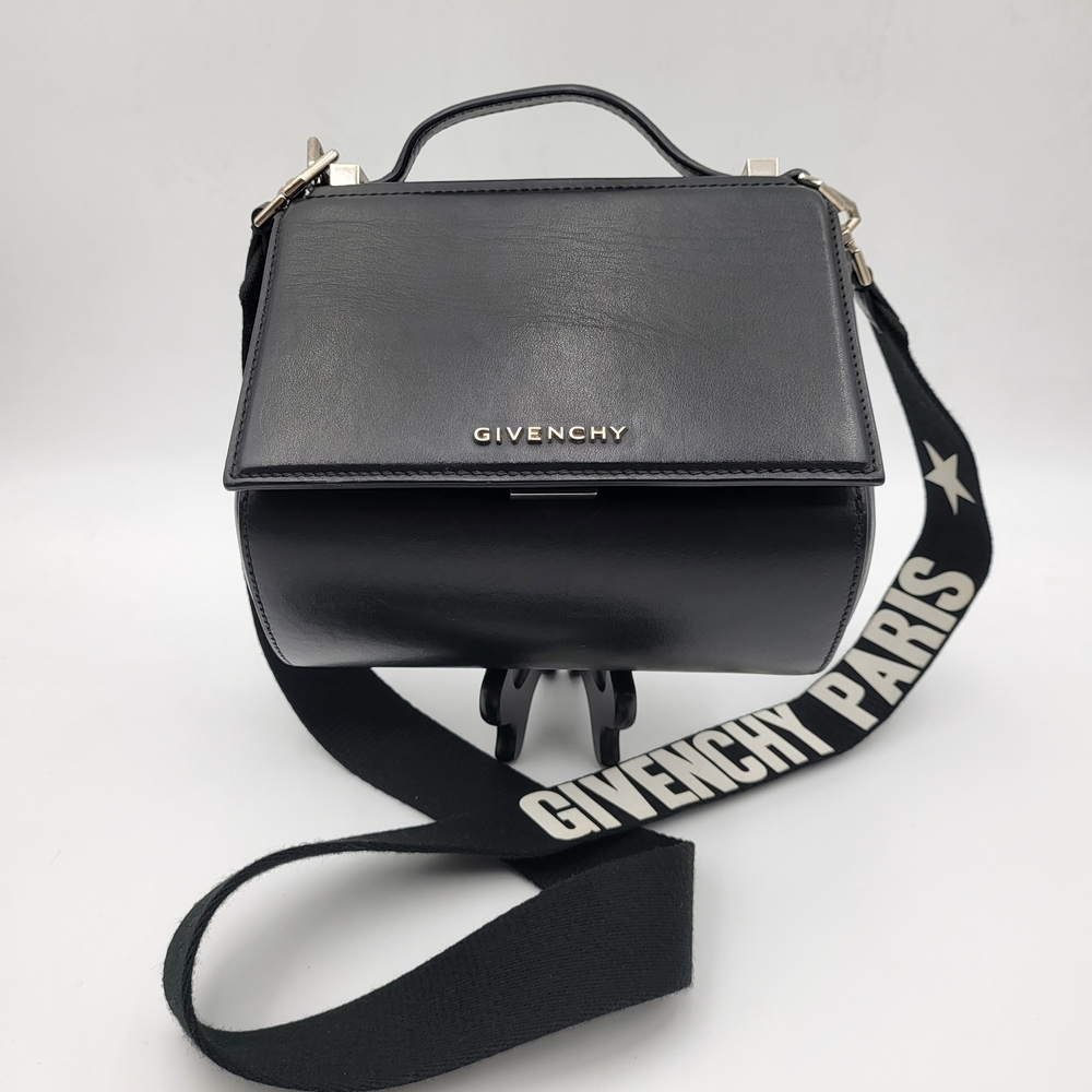 GIVENCHY Calfskin Mini Pandora Box Logo Strap Crossbody Bag Black..Authentic !!!